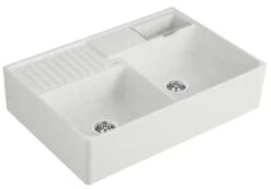 Villeroy Und Boch Spülstein Doppelbecken 632392SM Ablaufgarnitur, Exzenterbetätigung, Resteschale, Steam