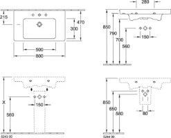 Villeroy Und Boch Subway 2.0 Möbel-Waschtisch 717580R1 80 X 47 Cm, Weiß C-plus, Mit Hahnloch, Überlauf -Villeroy & Boch Villeroy und Boch Subway 2.0 Moebel Waschtisch 717580R1 80 x 47 cm weiss C plus mit Hahnloch Ueberlauf 4