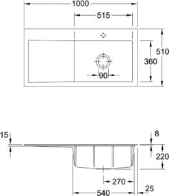 Villeroy Und Boch Subway Spüle 336102KD Becken Rechts, Ablaufgarnitur Mit Excenterbetätigung, Fossil -Villeroy & Boch Villeroy und Boch Subway Spuele 336102KD Becken rechts Ablaufgarnitur mit Excenterbetaetigung Fossil 1