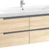 Villeroy&Boch Subway 2.0 XL Waschtischunterschrank A69810PN,128,7x52x44,9cm,Ulme Impresso,Griff Chrom -Villeroy & Boch VilleroyandBoch Subway 2.0 XL Waschtischunterschrank A69810PN1287x52x449cmUlme ImpressoGriff chrom
