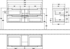 Villeroy&Boch Subway 2.0 XL Waschtischunterschrank A69810PN,128,7x52x44,9cm,Ulme Impresso,Griff Chrom -Villeroy & Boch VilleroyandBoch Subway 2.0 XL Waschtischunterschrank A69810PN1287x52x449cmUlme ImpressoGriff chrom 2