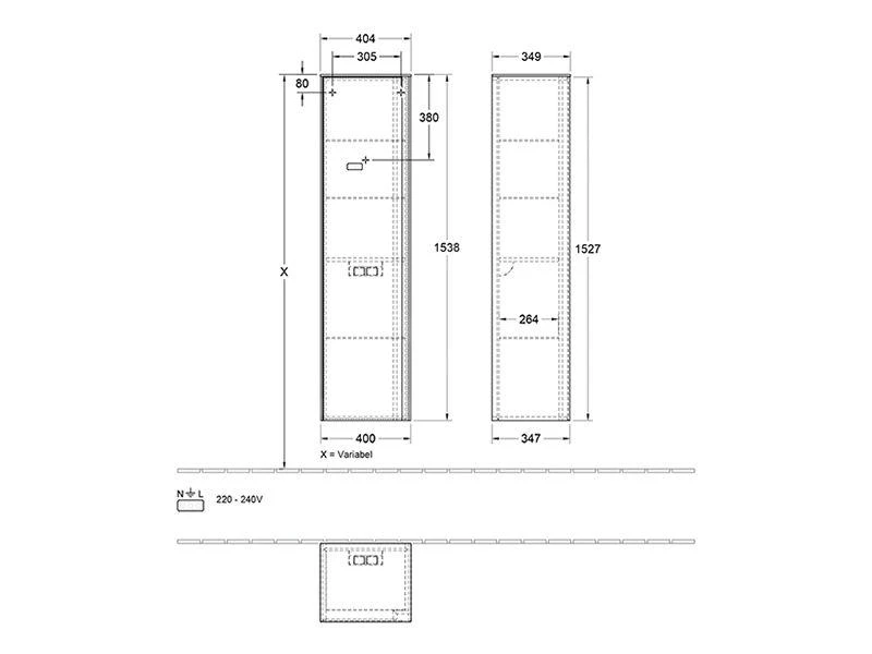 Villeroy & Boch Collaro - Hoher Spiegelschrank, 404x1538x349 Mm, 1 Tür, Türanschlag Rechts, Schwarz Matt C036F1PD 4 Villeroy & Boch Collaro - Hoher Spiegelschrank, 404x1538x349 Mm, 1 Tür, Türanschlag Rechts, Schwarz Matt C036F1PD – Bild 2