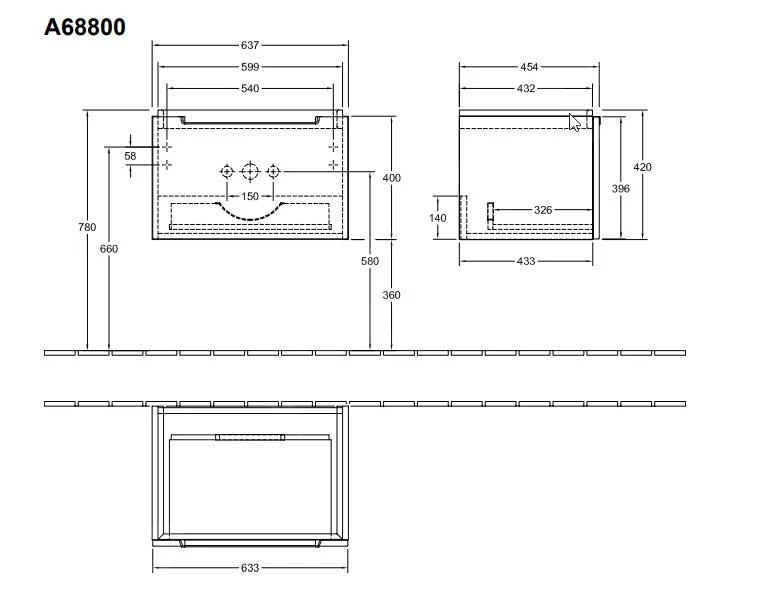 Villeroy & Boch Subway 2.0 - Waschtischunterschrank, 637x420x454 Mm , 1 Auszug, Jilm Impresso A68800PN 4 Villeroy & Boch Subway 2.0 - Waschtischunterschrank, 637x420x454 Mm , 1 Auszug, Jilm Impresso A68800PN – Bild 2
