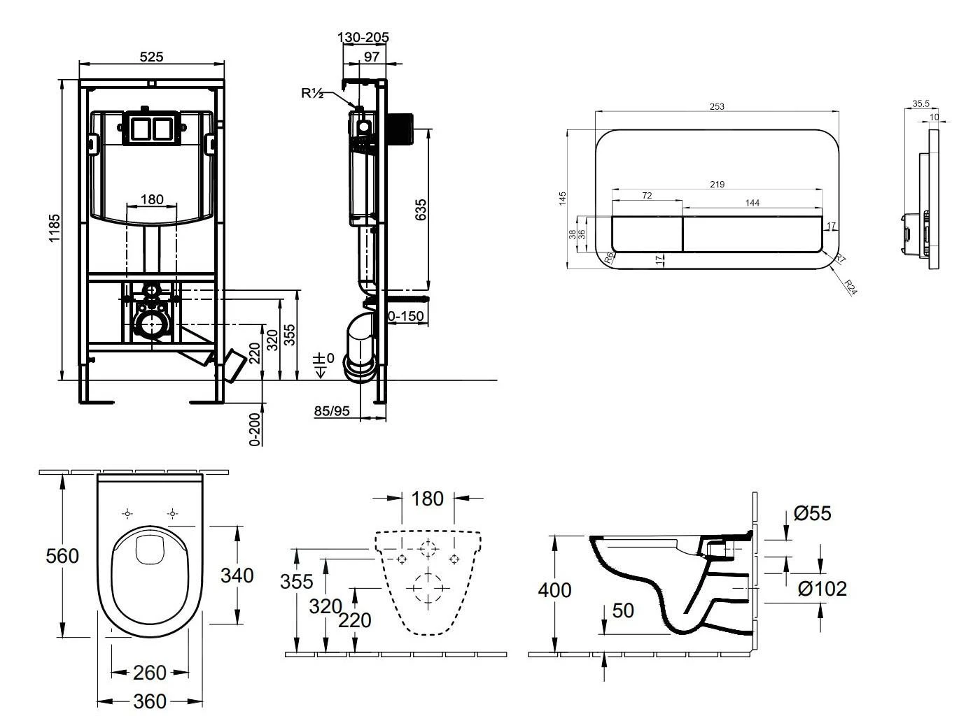 Villeroy & Boch O.novo - Vorwandinstallationsset ViConnect, Toilette Und Sitz, DirectFlush, SoftClosing, Mit Taste E200, Glänzender Chrom 5660D201 4 Villeroy & Boch O.novo - Vorwandinstallationsset ViConnect, Toilette Und Sitz, DirectFlush, SoftClosing, Mit Taste E200, Glänzender Chrom 5660D201 – Bild 2