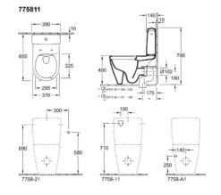 Villeroy & Boch Avento - WC Kombi, Aufputzspülkasten, 370x180 Mm, CeramicPlus, Stone White 775811RW -Villeroy & Boch b57968ce4b8573261887c7db