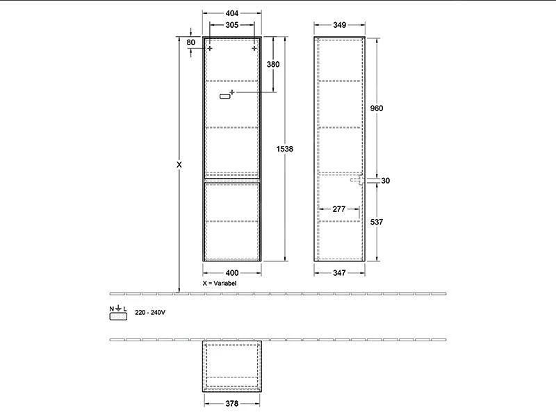 Villeroy & Boch Collaro - Hochschrank, 404x1538x349 Mm, 2 Türen, Türanschlag Links, Glossy White C03300DH 4 Villeroy & Boch Collaro - Hochschrank, 404x1538x349 Mm, 2 Türen, Türanschlag Links, Glossy White C03300DH – Bild 2