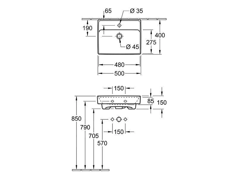Villeroy & Boch Collaro - Möbelhandwaschbecken, 400x260 Mm, Ohne Überlauf, 1 Hahnloch CeramicPlus, Stone White 43345GRW 4 Villeroy & Boch Collaro - Möbelhandwaschbecken, 400x260 Mm, Ohne Überlauf, 1 Hahnloch CeramicPlus, Stone White 43345GRW – Bild 2