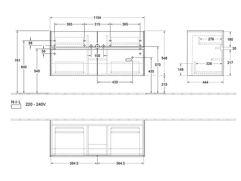 Villeroy & Boch Collaro - Waschtischunterschrank, 1154x546x444 Mm, 4 Auszüge, Schwarz Matt C01200PD 4 Villeroy & Boch Collaro - Waschtischunterschrank, 1154x546x444 Mm, 4 Auszüge, Schwarz Matt C01200PD – Bild 2