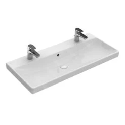 Villeroy & Boch Avento - Möbelwaschtisch, 1000x470 Mm, Mit Überlauf, 2 Hahnlöchern, Alpinweiß 4156A401