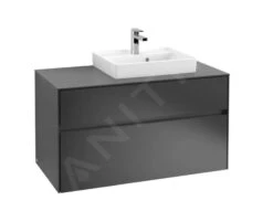 Villeroy & Boch Collaro - Waschtischunterschrank, 1000x548x500 Mm, 2 Auszüge, Schwarz Matt C01500PD