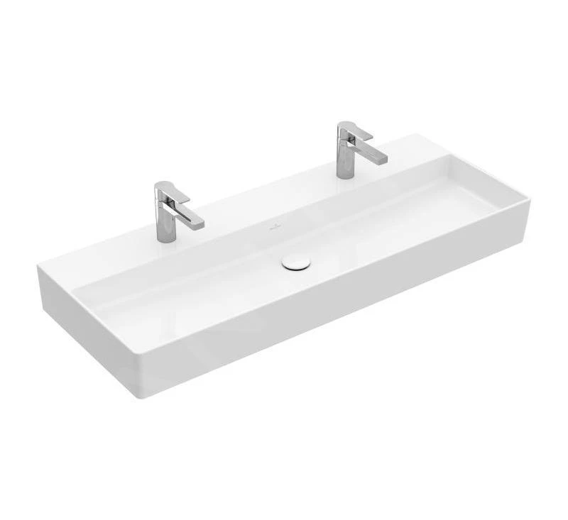 Villeroy & Boch Memento 2.0 - Doppelwaschbecken 1200x470 Mm, Ohne Überlauf, 2 Hahnlöchern, CeramicPlus, Alpinweiß 4A22C1R1 3 Villeroy & Boch Memento 2.0 - Doppelwaschbecken 1200x470 Mm, Ohne Überlauf, 2 Hahnlöchern, CeramicPlus, Alpinweiß 4A22C1R1