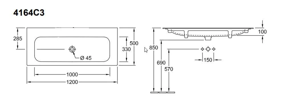 Villeroy & Boch Finion - Möbelwaschtisch 1200x500 Mm, Ohne Überlauf, Ohne Hahnloch, CeramicPlus, Alpinweiß 4164C3R1 4 Villeroy & Boch Finion - Möbelwaschtisch 1200x500 Mm, Ohne Überlauf, Ohne Hahnloch, CeramicPlus, Alpinweiß 4164C3R1 – Bild 2