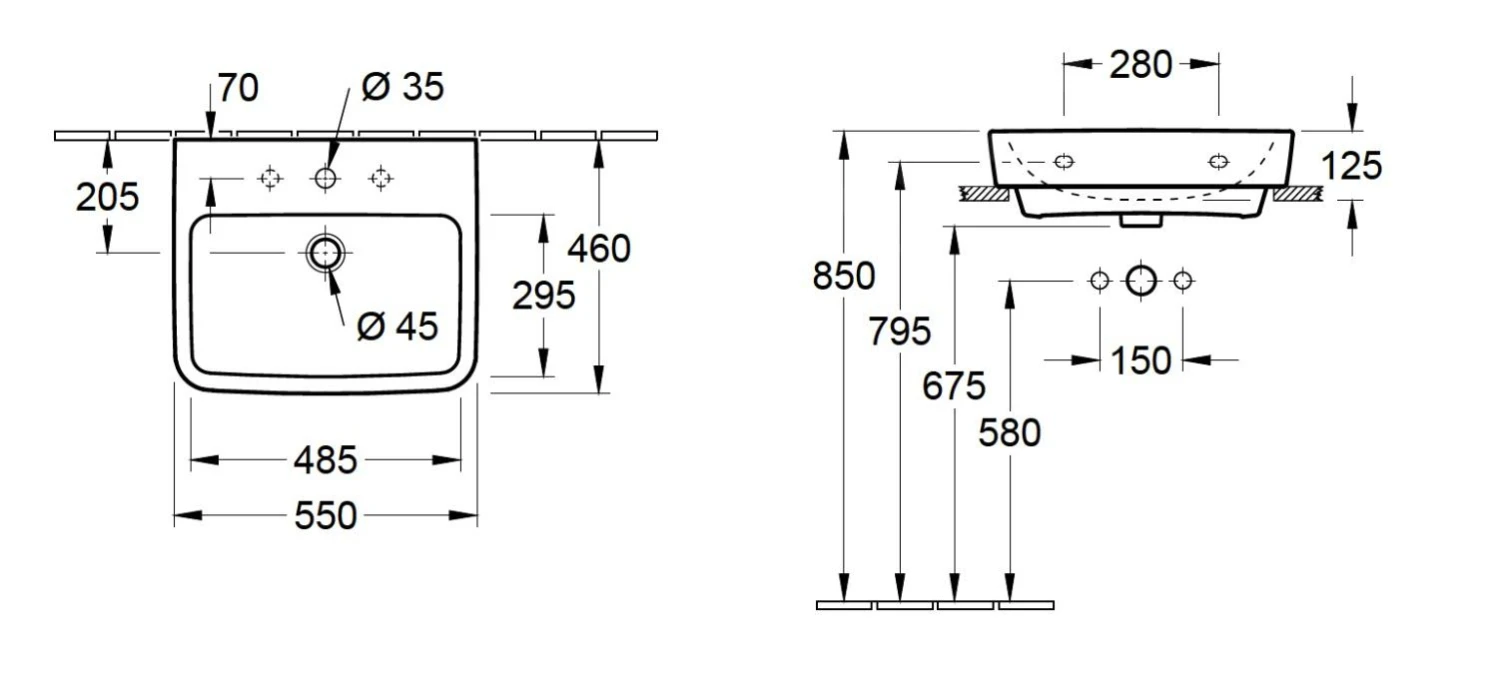 Villeroy & Boch O.novo - Aufsatzwaschbecken, 550x460 Mm, Mit Überlauf, Mit Hahnloch, Alpinweiß 4A41MG01 4 Villeroy & Boch O.novo - Aufsatzwaschbecken, 550x460 Mm, Mit Überlauf, Mit Hahnloch, Alpinweiß 4A41MG01 – Bild 2
