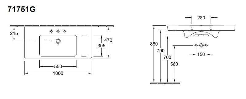 Villeroy & Boch Subway 2.0 - Möbelwaschtisch, 1000x470 Mm, Mit Überlauf, Mit Hahnloch, CeramicPlus, Alpinweiß 71751GR1 4 Villeroy & Boch Subway 2.0 - Möbelwaschtisch, 1000x470 Mm, Mit Überlauf, Mit Hahnloch, CeramicPlus, Alpinweiß 71751GR1 – Bild 2