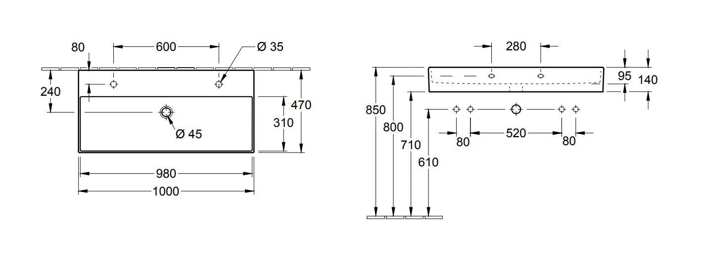 Villeroy & Boch Memento 2.0 - Doppelwaschbecken 1000x470 Mm, Mit Überlauf, 2 Hahnlöchern, Alpinweiß 4A22A401 4 Villeroy & Boch Memento 2.0 - Doppelwaschbecken 1000x470 Mm, Mit Überlauf, 2 Hahnlöchern, Alpinweiß 4A22A401 – Bild 2