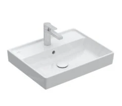 Villeroy & Boch Collaro - Waschbecken 550x440 Mm, Mit Überlauf, Mit Hahnloch, CeramicPlus, Alpinweiß 4A3355R1
