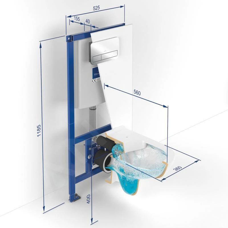 Villeroy & Boch O.novo - Vorwandinstallationsset ViConnect, Toilette Und Sitz, DirectFlush, SoftClosing, Mit Taste E200, Glänzender Chrom 5660D201 6 Villeroy & Boch O.novo - Vorwandinstallationsset ViConnect, Toilette Und Sitz, DirectFlush, SoftClosing, Mit Taste E200, Glänzender Chrom 5660D201 – Bild 4