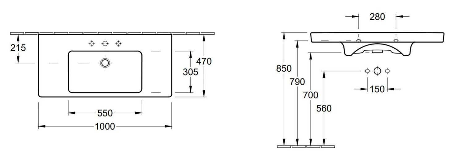 Villeroy & Boch Subway 2.0 - Möbelwaschtisch, 1000x470 Mm, Mit Überlauf, Mit Hahnloch, CeramicPlus, Alpinweiß 7175A0R1 4 Villeroy & Boch Subway 2.0 - Möbelwaschtisch, 1000x470 Mm, Mit Überlauf, Mit Hahnloch, CeramicPlus, Alpinweiß 7175A0R1 – Bild 2